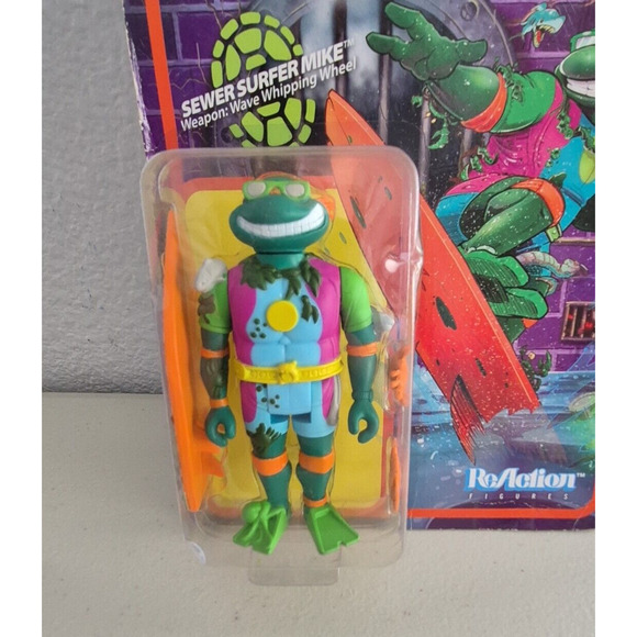 TMNT Sewer Surfer Mike Wave 3 Super 7 Michaelangelo Reaction Action Figure - Picture 11 of 15